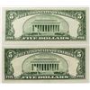 Image 2 : TWO 1950 $5.00 FEDERAL RESERVE NOTES: