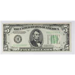 1934-B $5.00 ST. LOUIS FEDERAL RESERVE NOTE