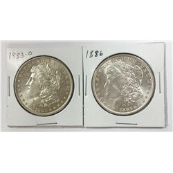TWO MORGAN SILVER DOLLARS