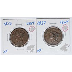 1837 AND 1850 U.S. LARGE CENTS