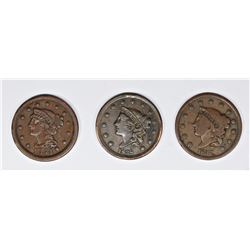 1854, 1838, AND 1837 U.S. LARGE CENTS