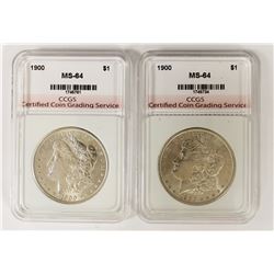 (2) 1900 MORGAN SILVER DOLLARS