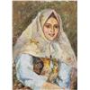 Image 1 : Oil on Canvas Portrait Russian Woman Signed Verso