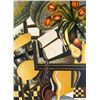 Image 1 : Oil Canvas Cubist Interior Scene Signed Illegibly