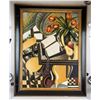 Image 2 : Oil Canvas Cubist Interior Scene Signed Illegibly