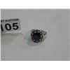 Image 2 : STERLING SILVER LADIES DINNER RING WITH BLACK STONE