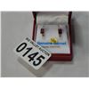 Image 2 : 10KT YELLOW GOLD 6 x 4 mm GENUINE GRAPE GARNET AND WHITE SAPPHIRE LEVER-BACK EARRINGS - RETAIL $750