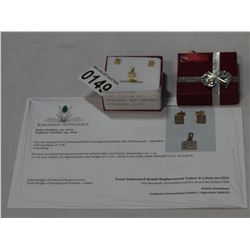 10KT YELLOW GOLD .72CT CZ EARRINGS AND PENDANT W/ APPRAISAL $1605