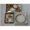 Image 1 : 3 TRAYS OF GOLD TONE JEWELLERY, POCKET WATCHES, ETC
