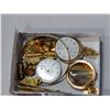 Image 2 : 3 TRAYS OF GOLD TONE JEWELLERY, POCKET WATCHES, ETC