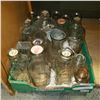 Image 2 : TRAY OF MOSTLY VINTAGE GLASS MILK BOTTLES AND GLASS JARS