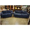 Image 1 : BLUE UPHOLSTERED SOFA AND LOVE SEAT