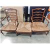 Image 2 : PAIR OF WOOD FRAMED RUSH SEAT CHAIRS AND OTTOMAN