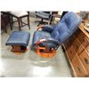Image 2 : AVANT GLIDE DARK BLUE BENTWOOD SWIVEL GLIDER ROCKER W/ FOOTSTOOL