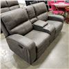 Image 2 : BRAND NEW PERTH RECLINING SOFA AND LOVESEAT, GREY PALOMINO FABRIC,WITH CONSOLE AND CUPHOLDERS, RETAI