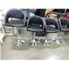 Image 2 : 4 BLACK LEATHER BRUSHED METAL GAS LIFT BAR STOOLS