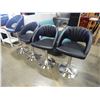 Image 3 : 4 BLACK LEATHER BRUSHED METAL GAS LIFT BAR STOOLS