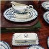 Image 3 : 27 PIECES INTERNATIONAL TABLE WORKS BLUE AND WHITE CHINA PLATES, BOWLS, PLATTERS GRAVY BOAT AND BUTT