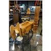Image 1 : WOOD SEWING BASKET, WOOD CARVING, AND SINGER SEWING TOOL