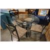 Image 1 : ROUND GLASSTOP METAL BASE DINING TABLE W/ 4 CHAIRS