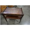 Image 2 : WALNUT GLASS TOP END TABLE
