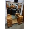 Image 1 : ANTIQUE WATERFALL DOUBLE PEDESTAL VANITY W/ MIRROR