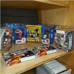 LOT OF BOXED HOCKEY, BASKETBALL, AND BASEBALL FIGURES, AND SUPERMAN CARDS