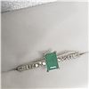Image 2 : STERLING SILVER 6 x 4mm GENUINE EMERALD AND CZ RING SIZE 8 - RETAIL $300