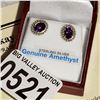 Image 2 : STERLIN GSILVER 7x7mm 1.5CT GENUINE AMETHYST EARRINGS W/ APPRAISAL $300