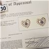 Image 2 : 10KT YELLOW GOLD GENUINE .16CT BLUE SAPPHIRE HEART EARRINGS W/ APPRAISAL $185