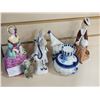Image 2 : REPAIRED LADY FIGURES DELFT SALT SHAKER, DISH, AND CANDLE HOLDER