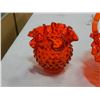 Image 2 : RED HOBNAIL BASKET AND DISHES