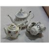 Image 1 : ROYAL DOULTAN TEAPOT AND ROYAL ALBERT ANNIVERSARY TEA POT W/ 4 CUPS AND SAUCERS