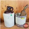 Image 1 : Crock, Shoulder Crock Jug & Wooden Treenware Mallet