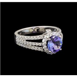 14KT White Gold 1.56 ctw Tanzanite and Diamond Ring