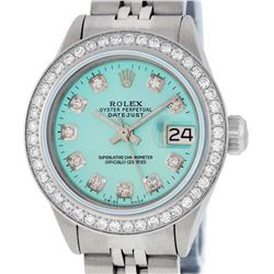 Rolex Ladies Stainless Steel Ice Blue Diamond 26MM Datejust Wristwatch