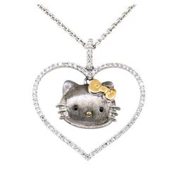 Sanrio 0.60 ctw Heart Shaped Hello Kitty Diamond Pendant with Chain  - 18KT Whit