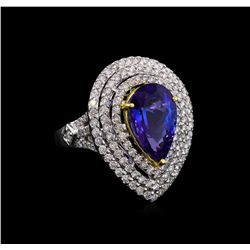 14KT Two-Tone Gold 5.47 ctw Tanzanite and Diamond Ring