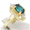 Image 4 : 14k Yellow Gold 2.41 ctw Green Blue Oval UNIQUE Tourmaline & Diamond Dinner Ring