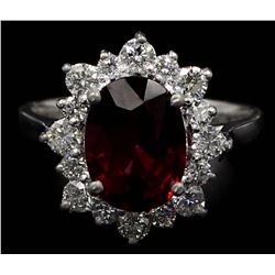 4.20 ctw Rhodolite Garnet and Diamond Ring - 14KT White Gold