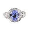 Image 2 : 3.45 ctw Sapphire and Diamond Ring - 14KT White Gold