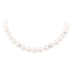 0.71 ctw Diamond and South Sea Pearl Necklace - 14KT White Gold