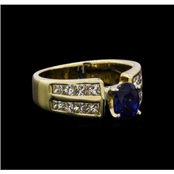 1.32 ctw Sapphire and Diamond Ring - 14KT Yellow Gold