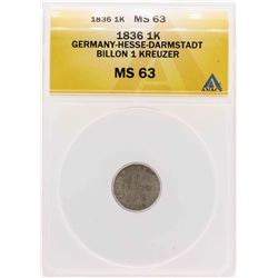 1836 Germany-Hesse-Darmstadt Billion Kreuzer Coin ANACS MS63