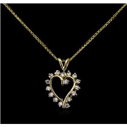 0.72 ctw Diamond Pendant With Chain - 14KT Yellow Gold