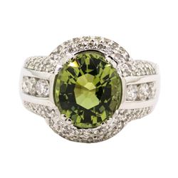 6.82 ctw Tourmaline and Diamond Ring - 14KT White Gold