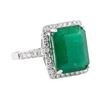 Image 1 : 8.64 ctw Emerald and Diamond Ring - 18KT White Gold