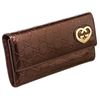 Image 2 : Gucci Metallic Burgundy Patent Leather Interlocking GG Heart Long Wallet