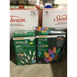 Stay-Lit 50 LED C9 Lights and 100 LED Mini Lights Lot of 2