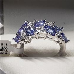 Silver Tanzanite(1.8ct) White Topaz Ring (~Size 6), Suggested Retail Value $250